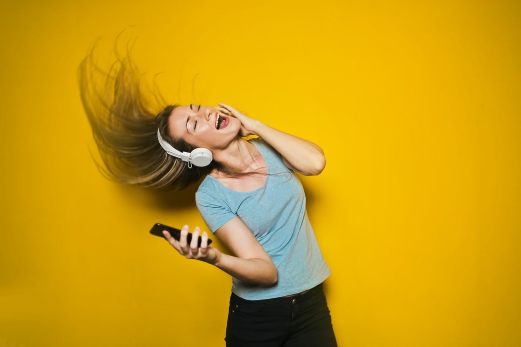 A listener with headphones